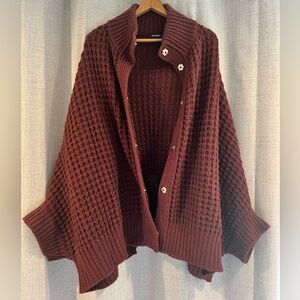 MaxMara Women's Rich Burgundy Sweater Capelet